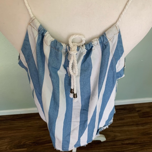 Mauve white and blue striped top - Picture 6 of 10